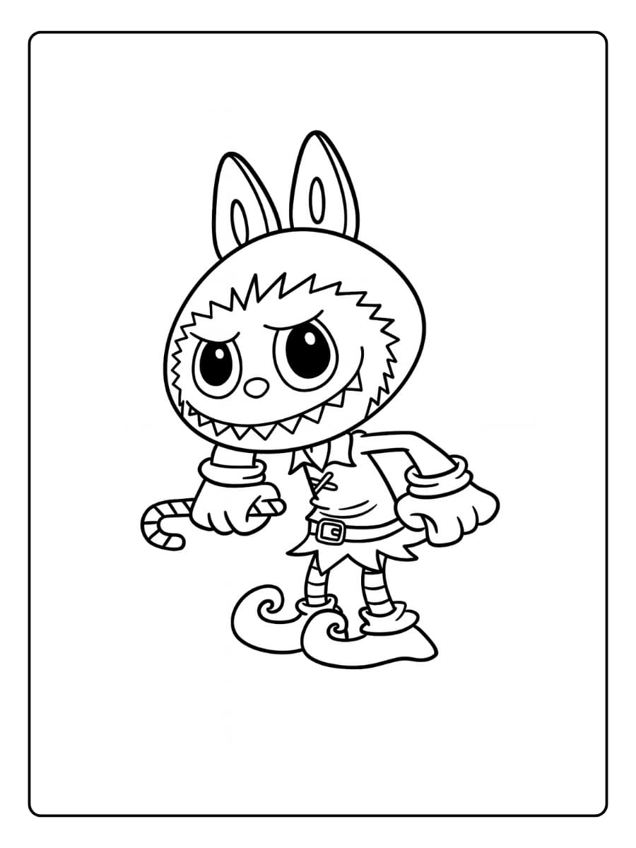 Labubu met sneeuwvlokken kleurplaat