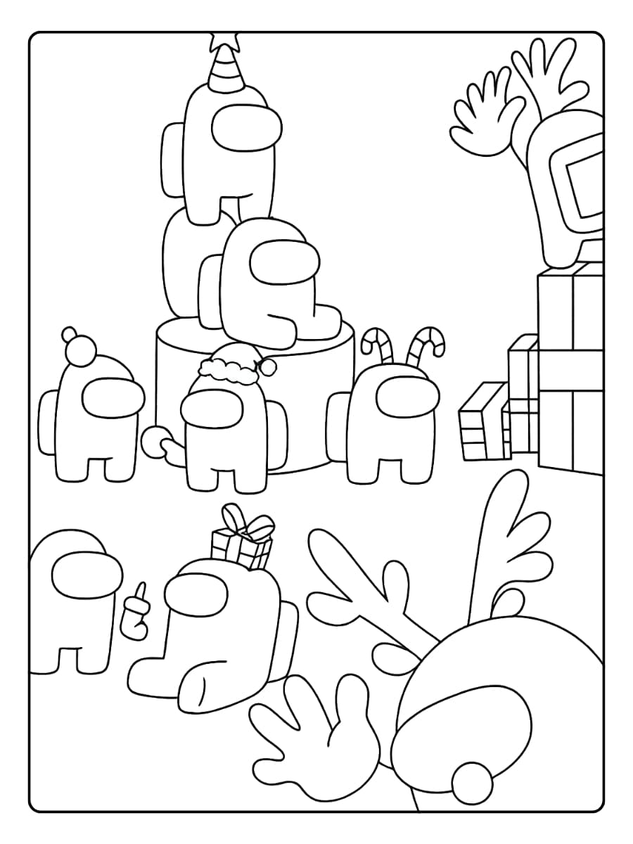 among us kleurplaat kerst