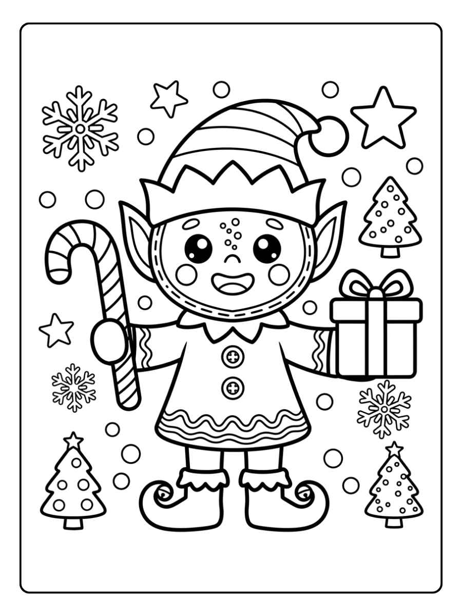 kerst elfje kleurplaat voor kinderen