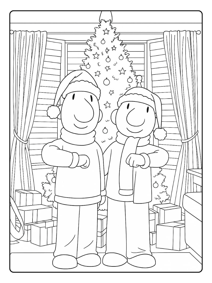 kleurplaat buurman en buurman kerst