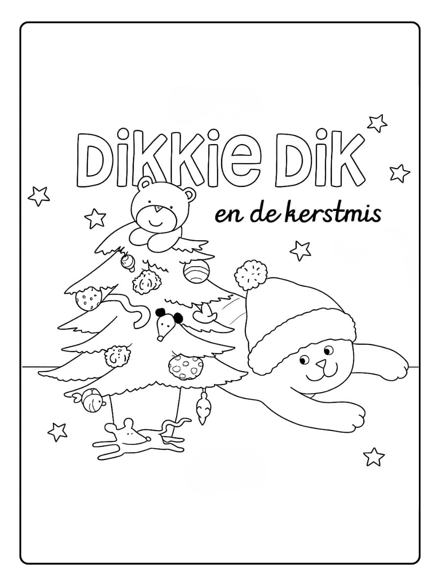 kleurplaat dikkie dik kerst