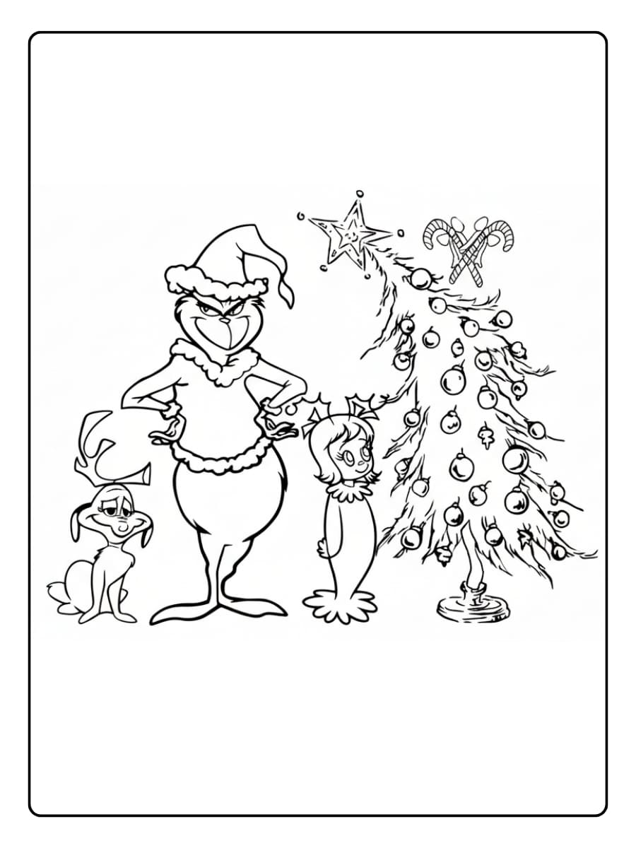 kleurplaat grinch kerst