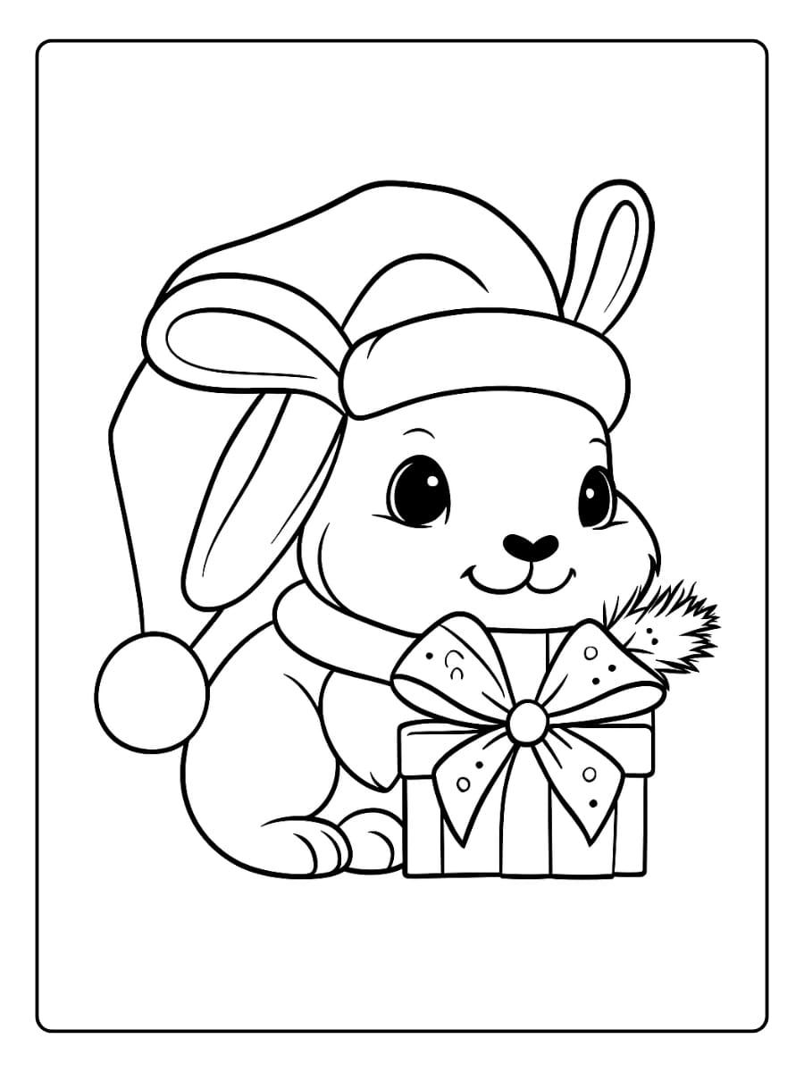 kleurplaat kerst konijn