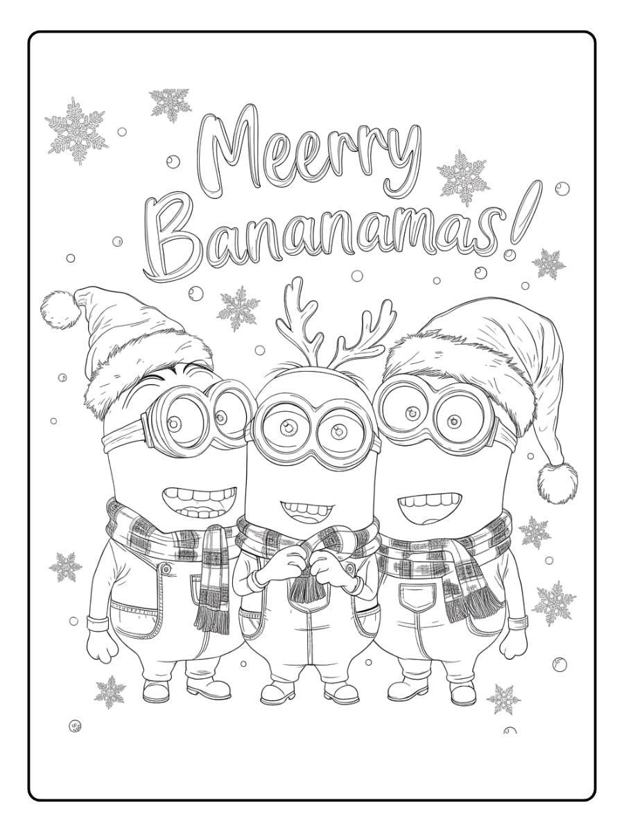 kleurplaat kerst minions