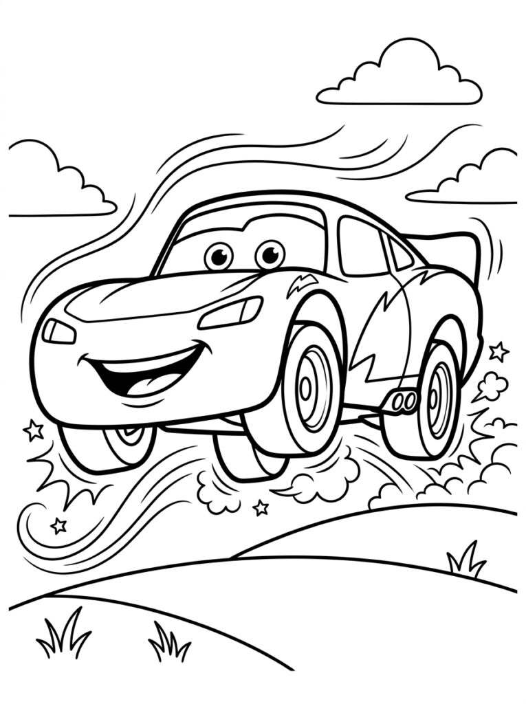 Auto met bliksemschicht en stofwolken