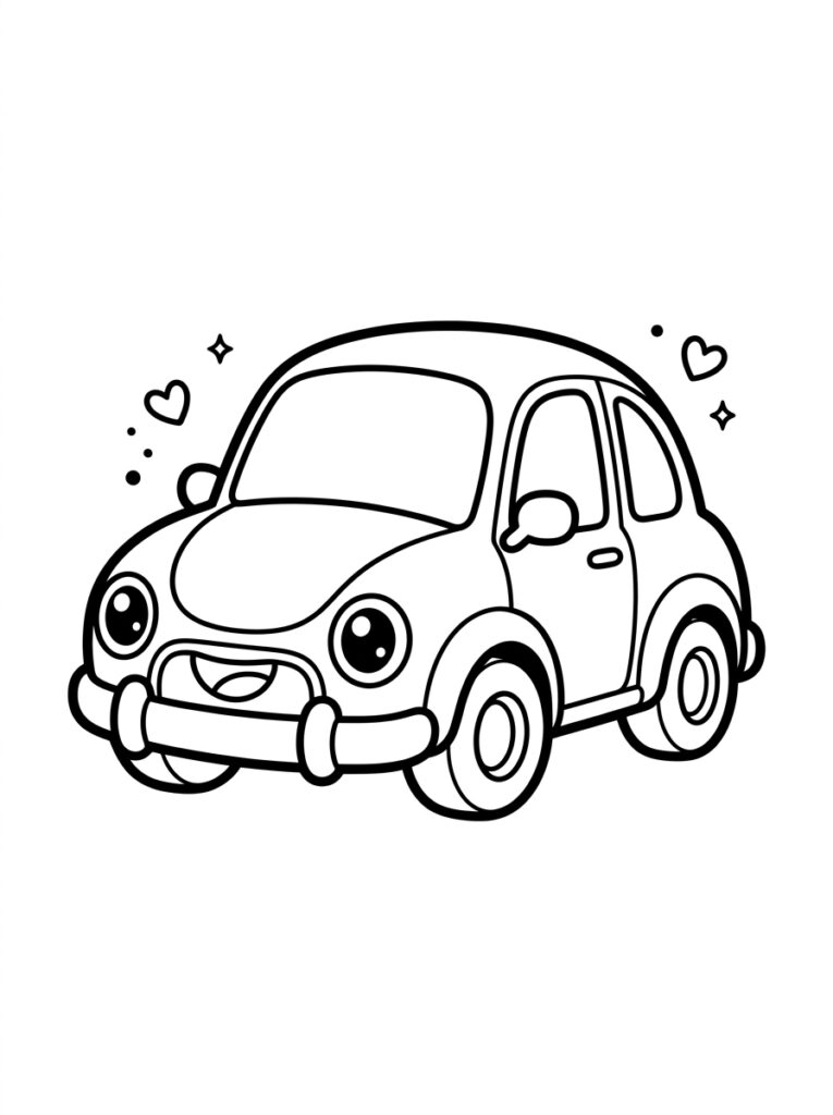Auto met grote ogen glimlach en hartjes