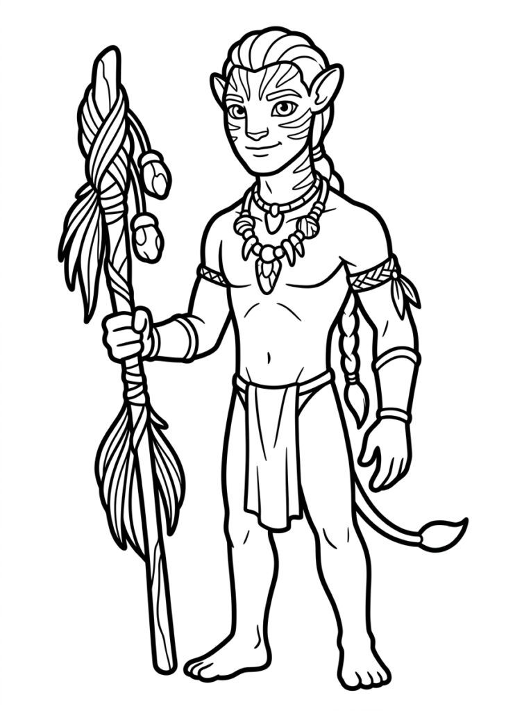 Avatar met staf en ketting van tanden