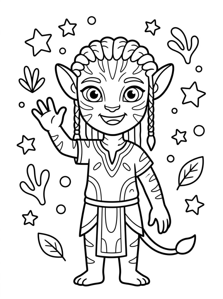 Na'vi kind met staart zwaait met hand