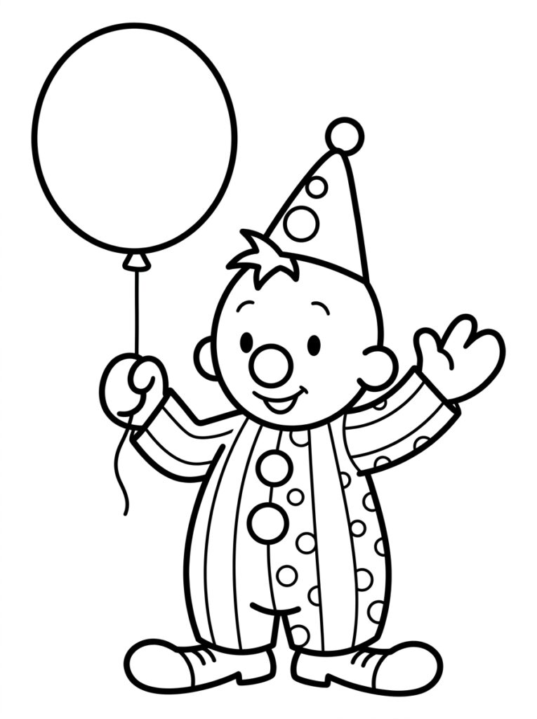Bumba houdt een ballon vast en zwaait