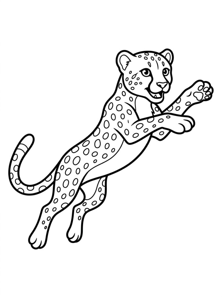 Cheeta springt met voorpoten in de lucht