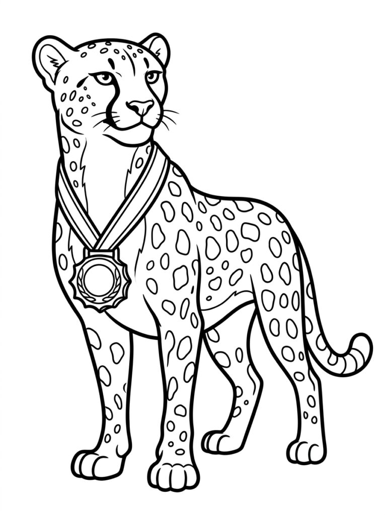 Cheetah met medaille om de nek