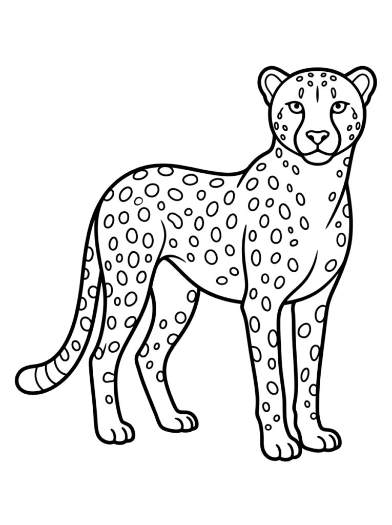 Cheetah staat met ronde vlekken op poten
