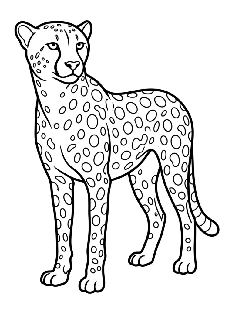 Cheeta met ronde vlekken staand op vier poten