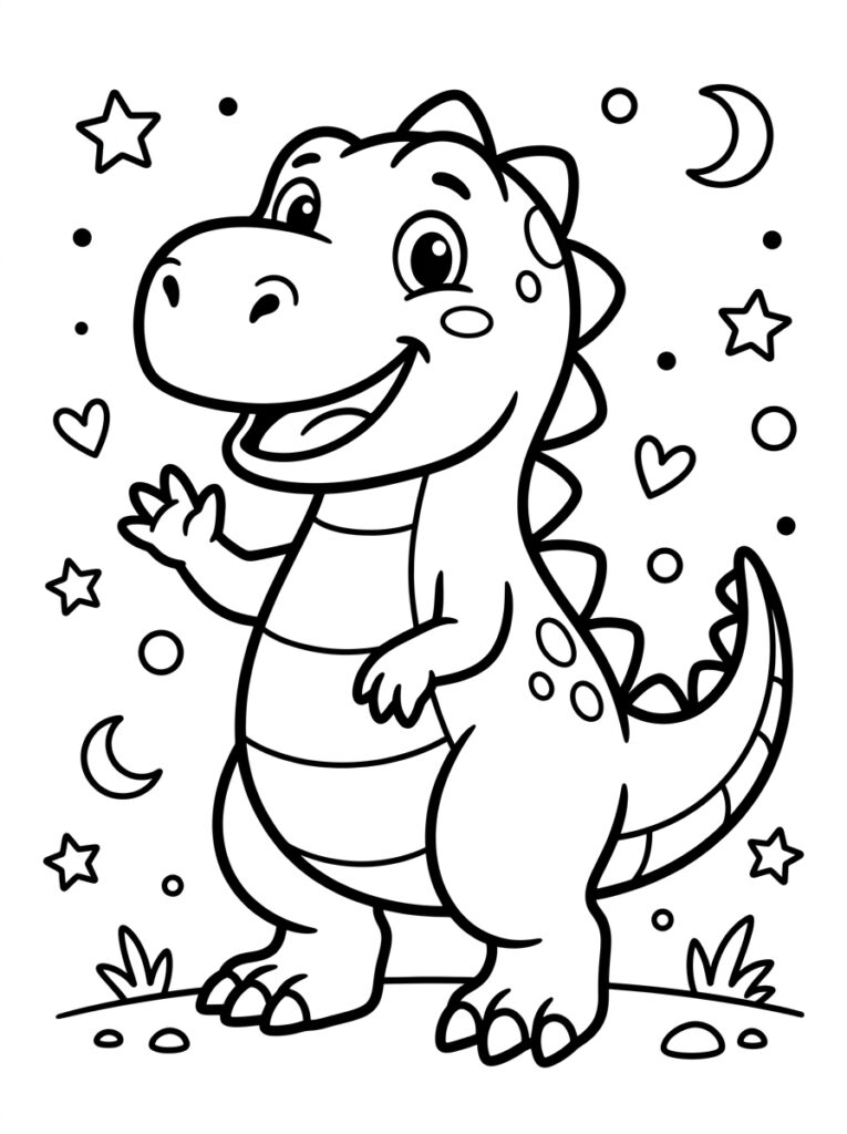 Dinosaurus met sterren harten en manen