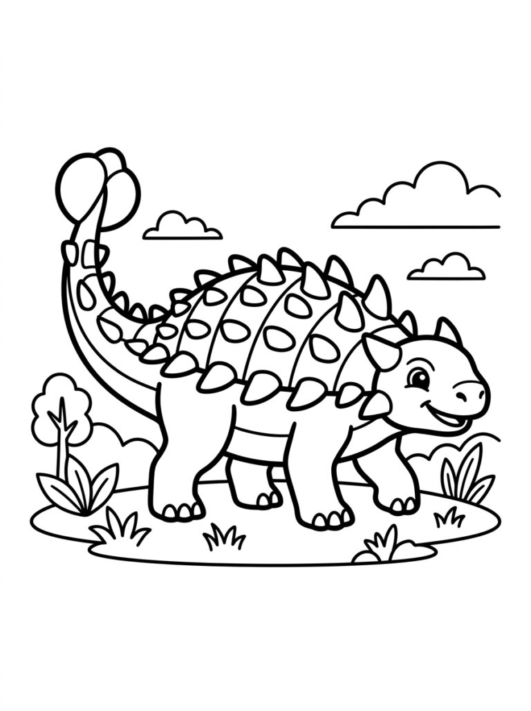 Dinosaurus kleurplaat 01 - gratis printable om te printen