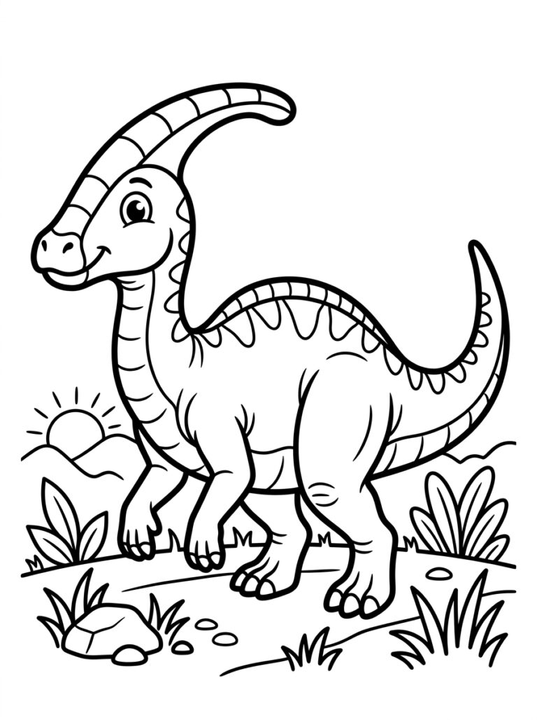 Dinosaurus kleurplaat 02 - gratis printable om te printen