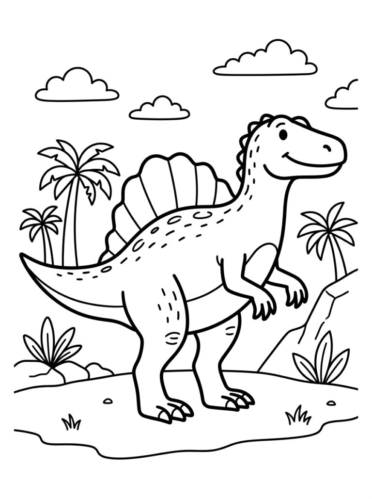 Dinosaurus kleurplaat 03 - gratis printable om te printen