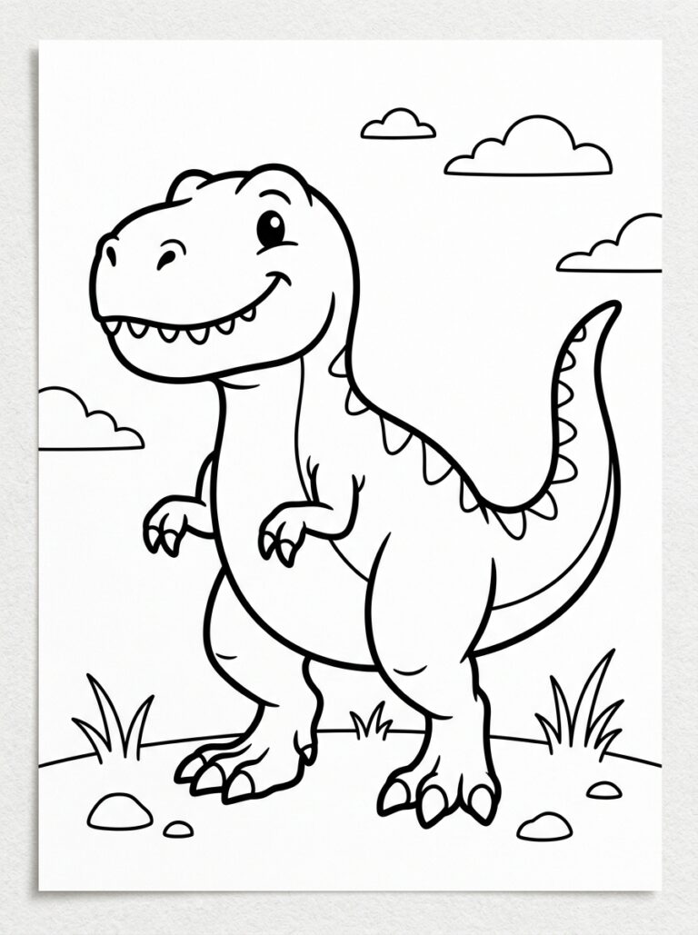 Dinosaurus kleurplaat 08 - gratis printable om te printen
