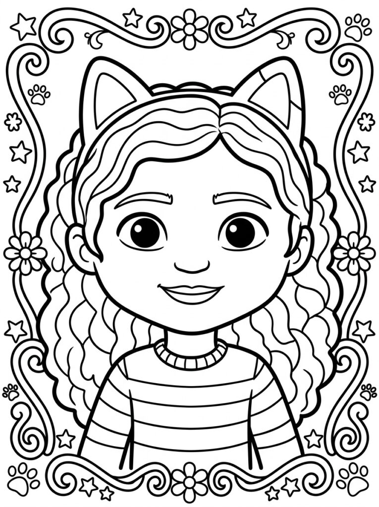 Gabby met kattenoortjes glimlacht in lijst