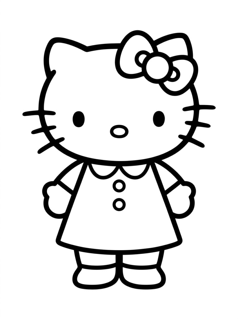 Hello Kitty in jurk met kraag en knopen