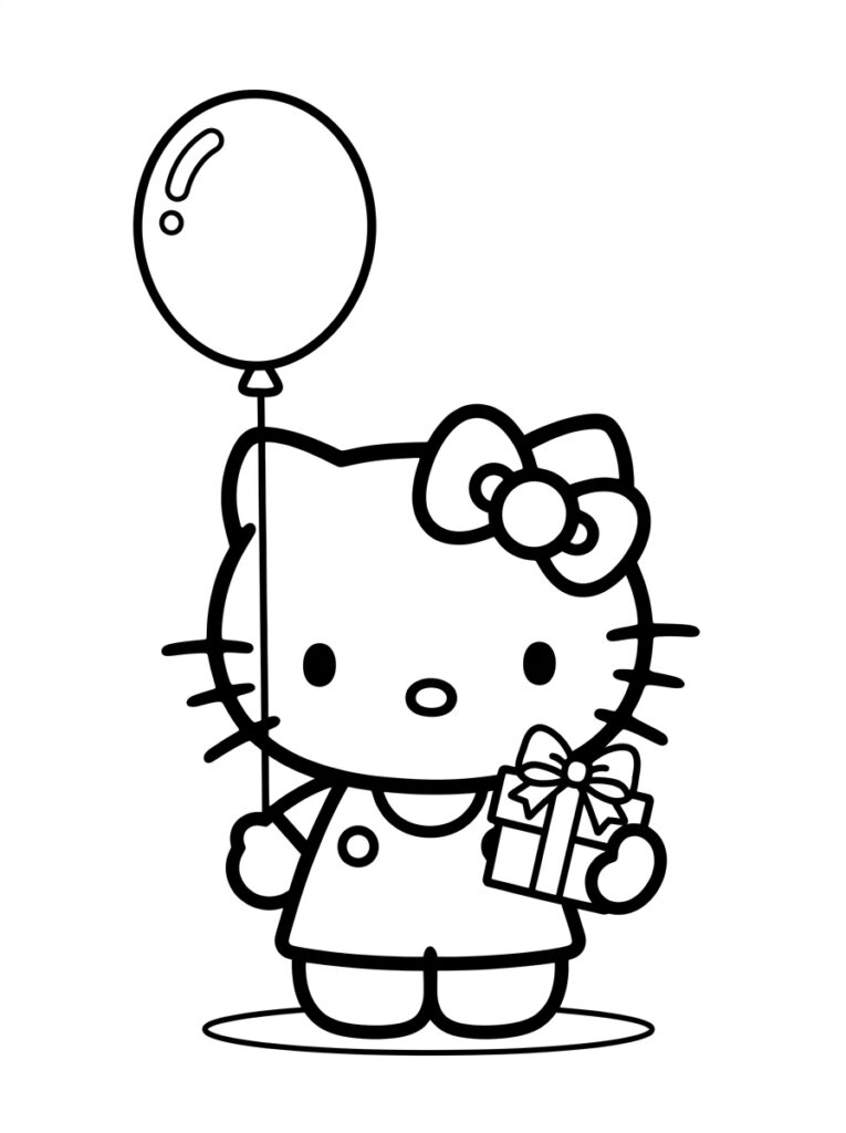 Hello Kitty met ballon en cadeautje