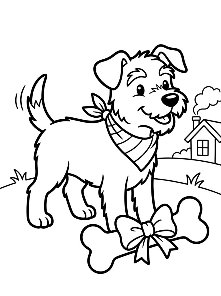 Hond met halsdoek bij bot met strik