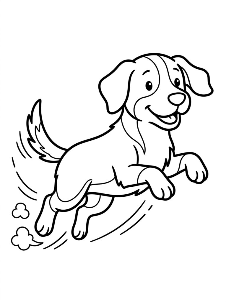 Rennende hond met wapperende staart