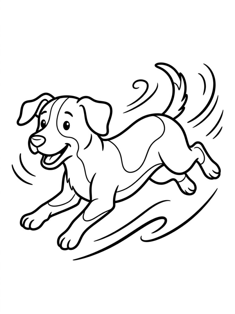 Rennende hond met open bek