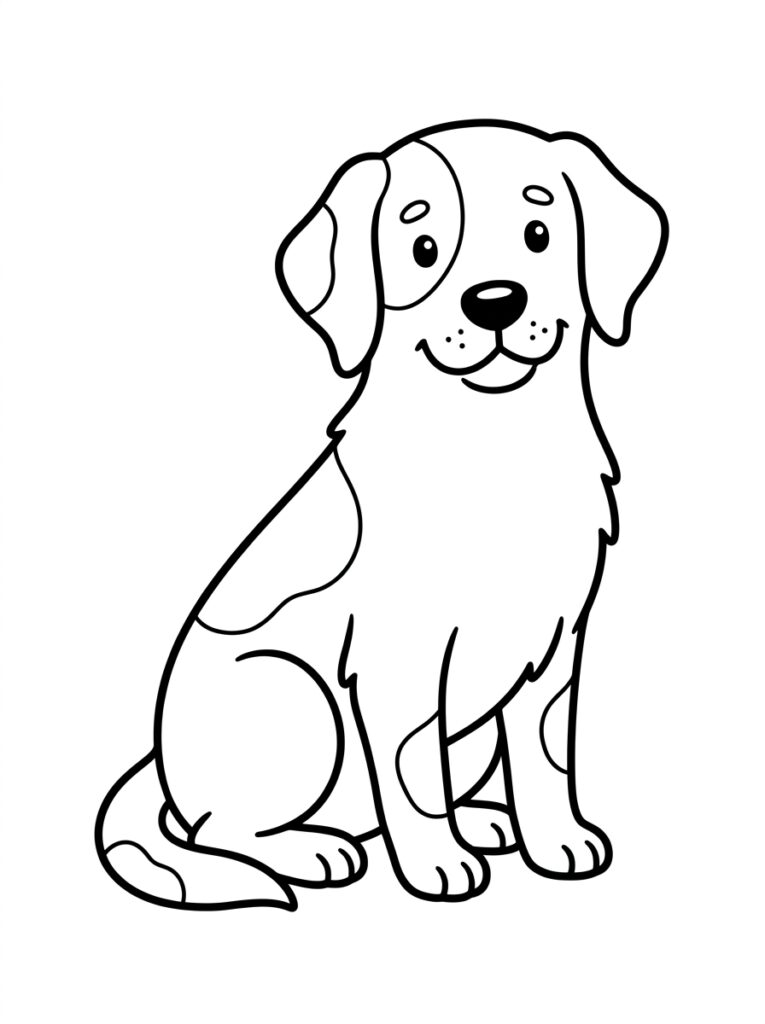 Zittende hond met vlekken op vacht