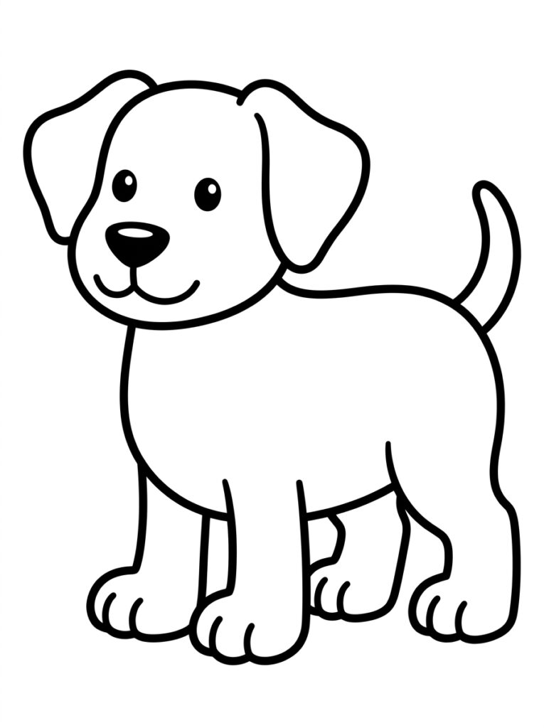 Staande hond met hangende oren en staart