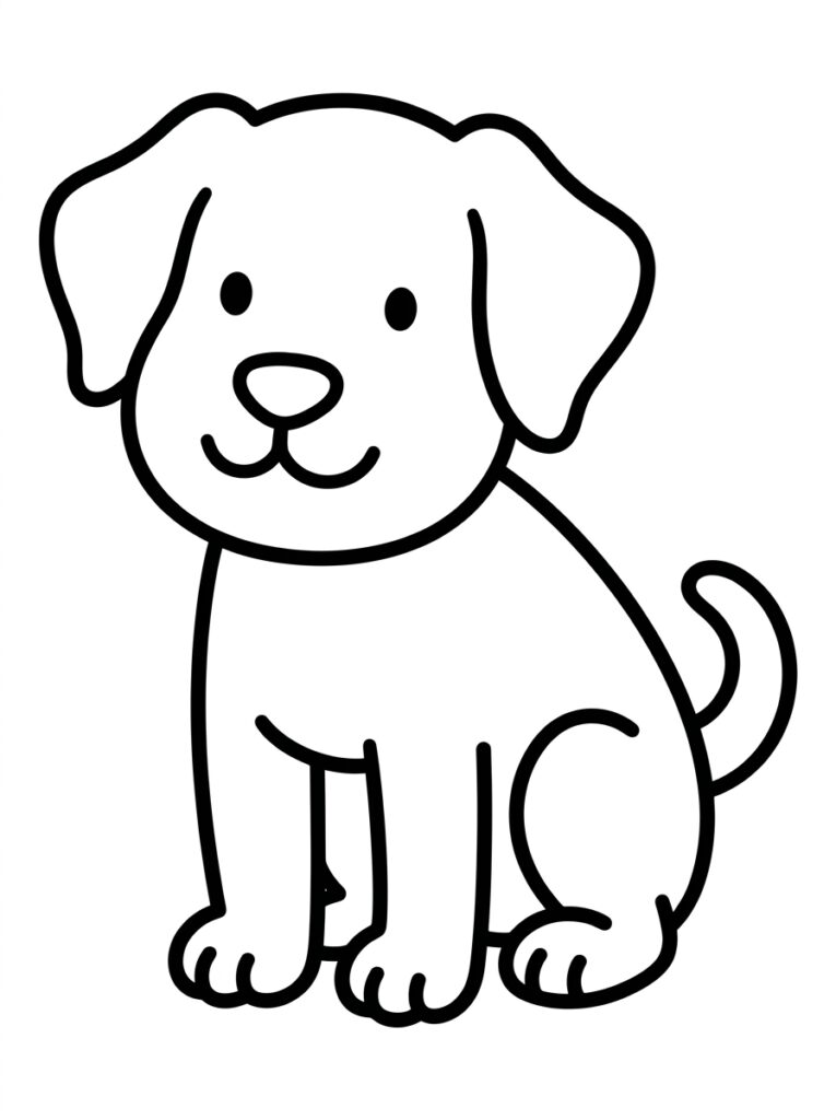Zittende hond kijkt recht vooruit