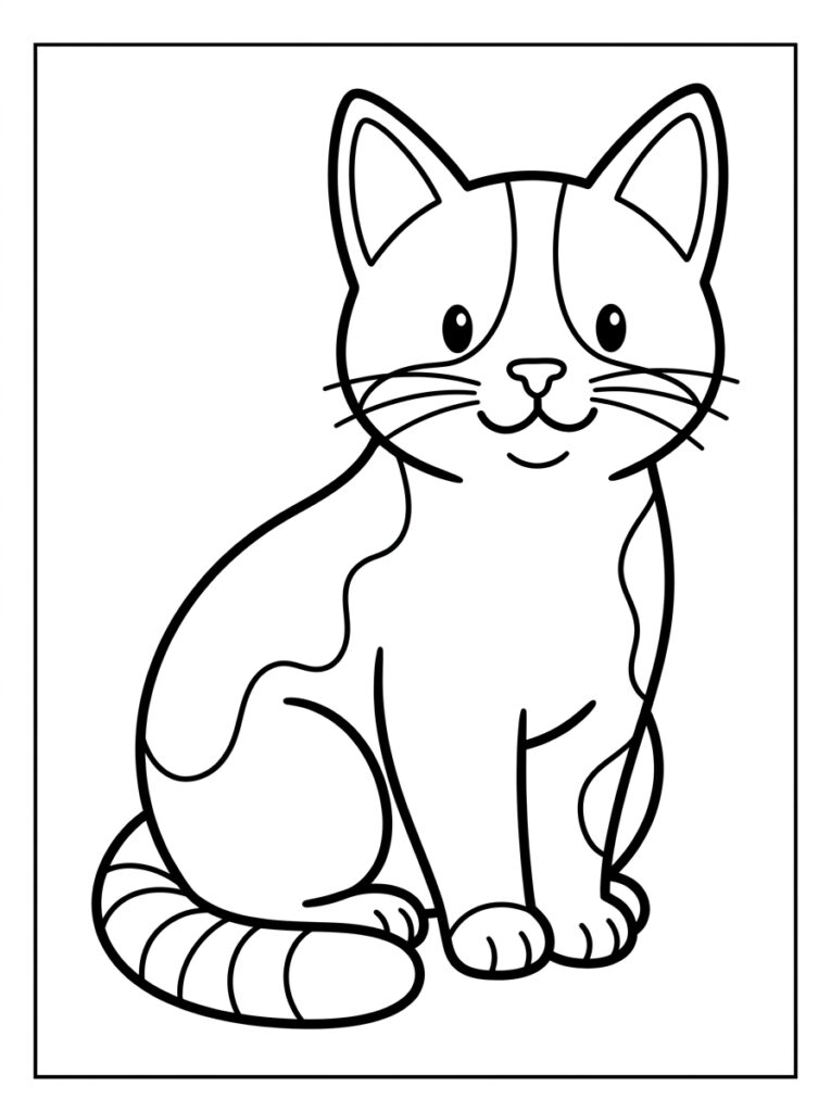 Zittende kat met gestreepte staart