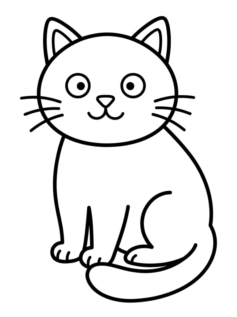 Zittende kat met staart voor de poten