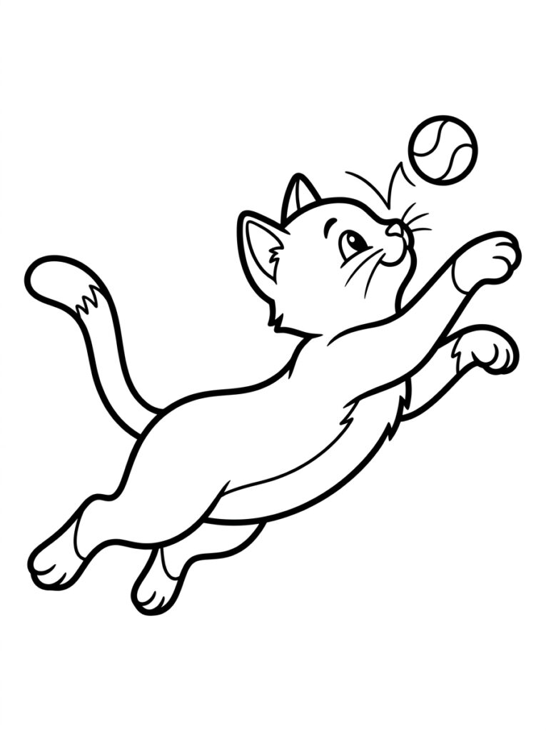 Kat springt omhoog naar een bal