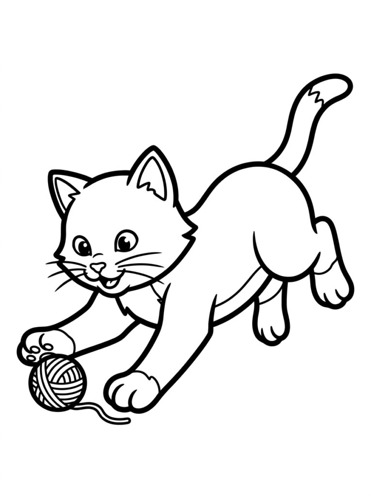 Kat met poot op een bol wol