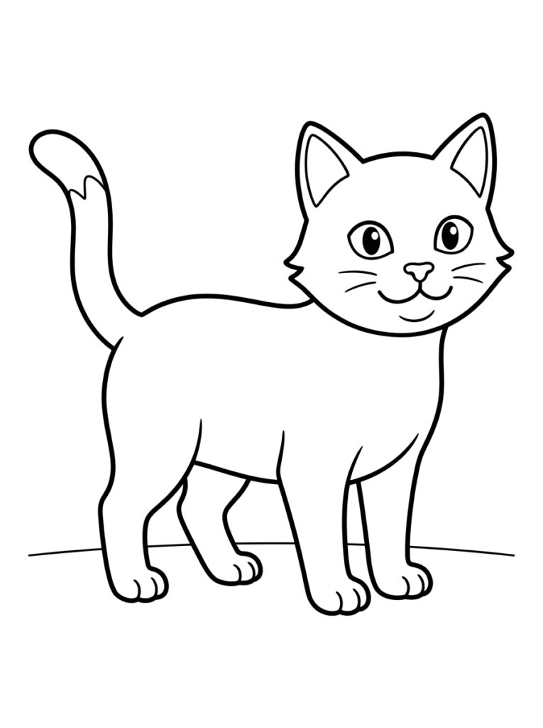 Lopende kat met glimlach en opgeheven staart