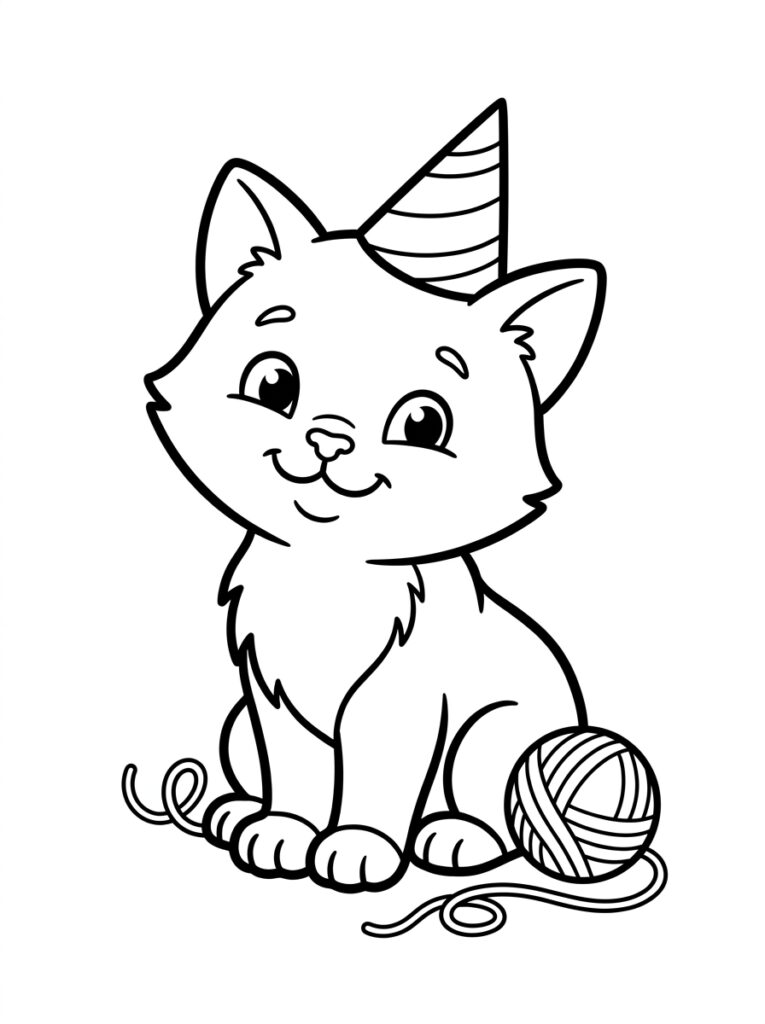 Kitten met eenhoornhoorn bij kluwen wol