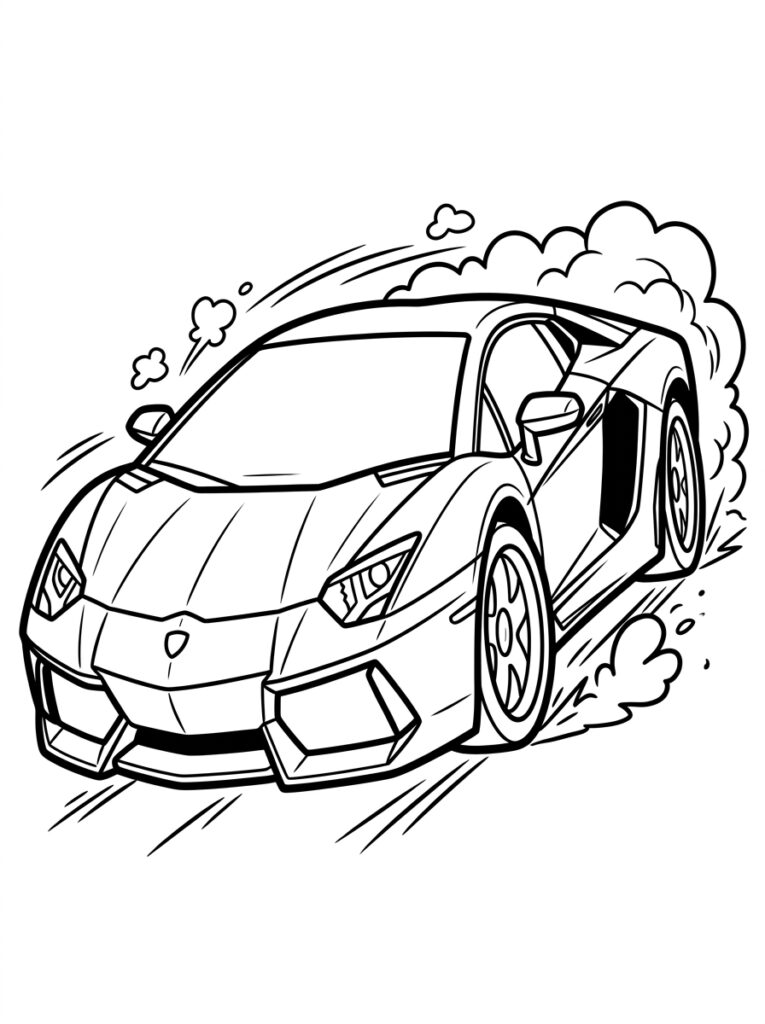 Lamborghini met rookwolken rond de wielen