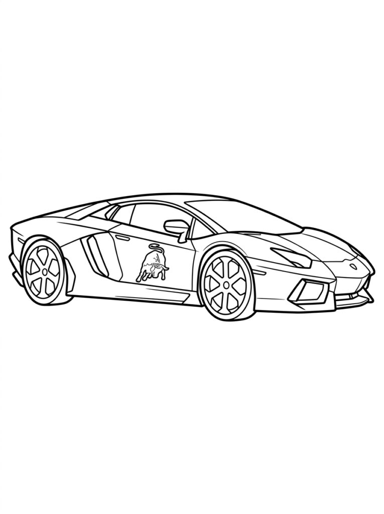 Lamborghini in zijaanzicht met stier op zijkant