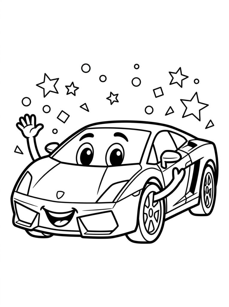 Lamborghini met lachend gezicht en twee handen