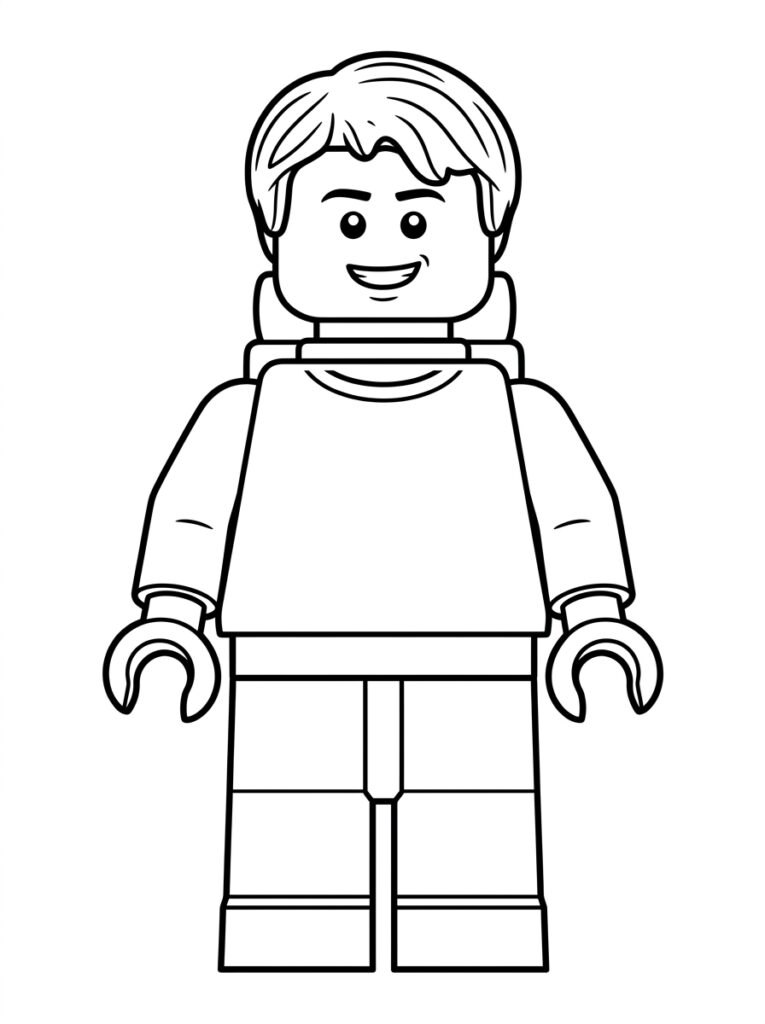 Glimlachende LEGO man met rugzak en kapsel