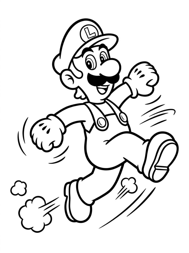 Luigi rent met stofwolken bij zijn voeten