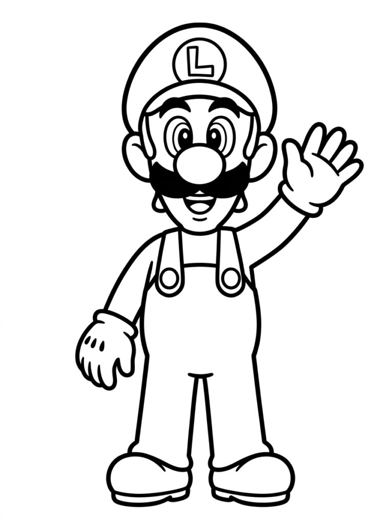 Luigi steekt zijn hand op in overall