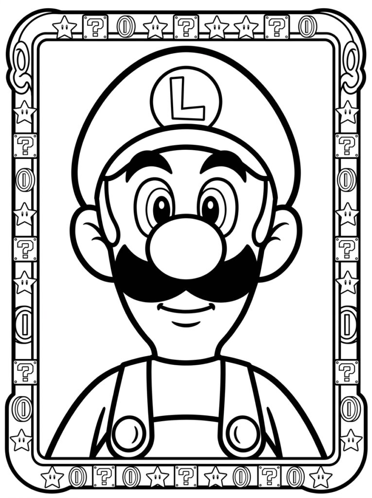 Luigi portret in lijst met vraagtekens munten sterren