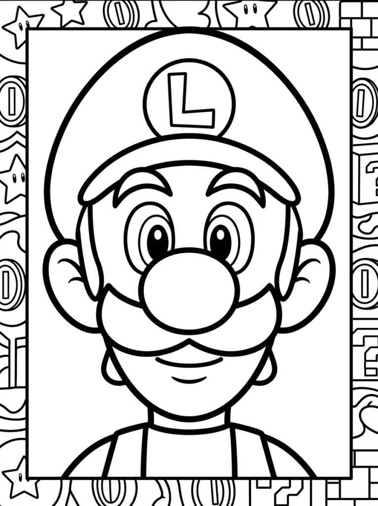 Luigi met hoed snor en glimlach