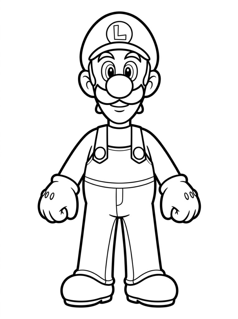 Luigi met vuisten naast zijn lichaam