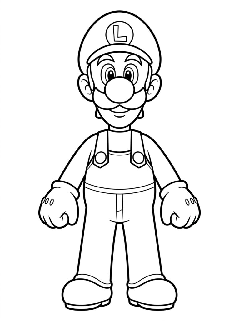 Luigi met armen langs zijn zij