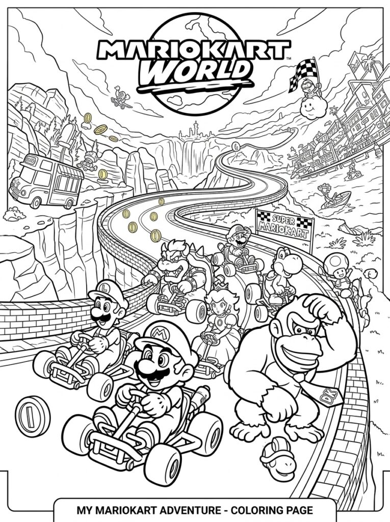 Mario Donkey Kong en Yoshi op kronkelweg