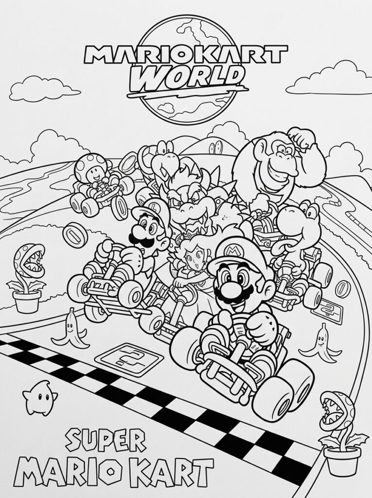 Mario en Donkey Kong racen in karts