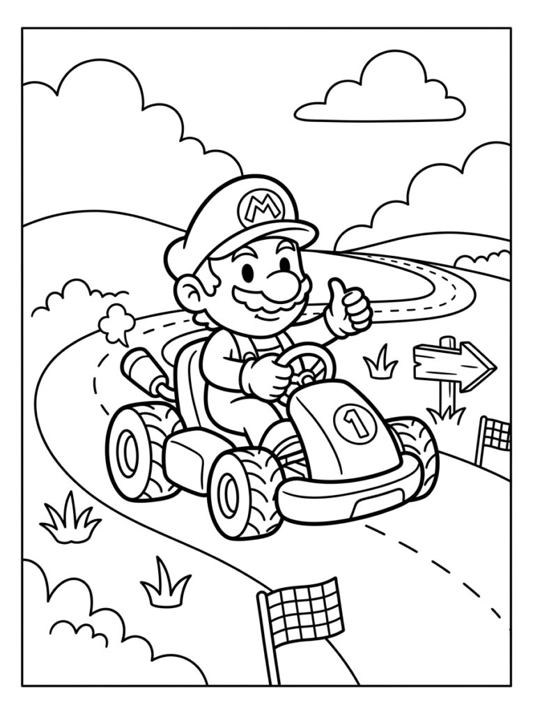 Mario geeft duim omhoog in kart